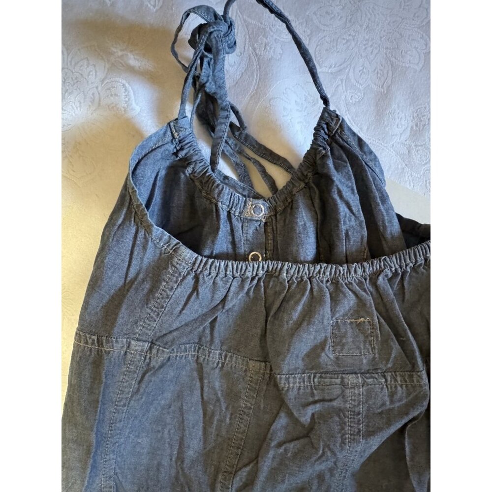 Adriano Goldschmied AG Blue Denim A Line Halter Cotton Dress XS NEW $170 - Picture 3 of 9